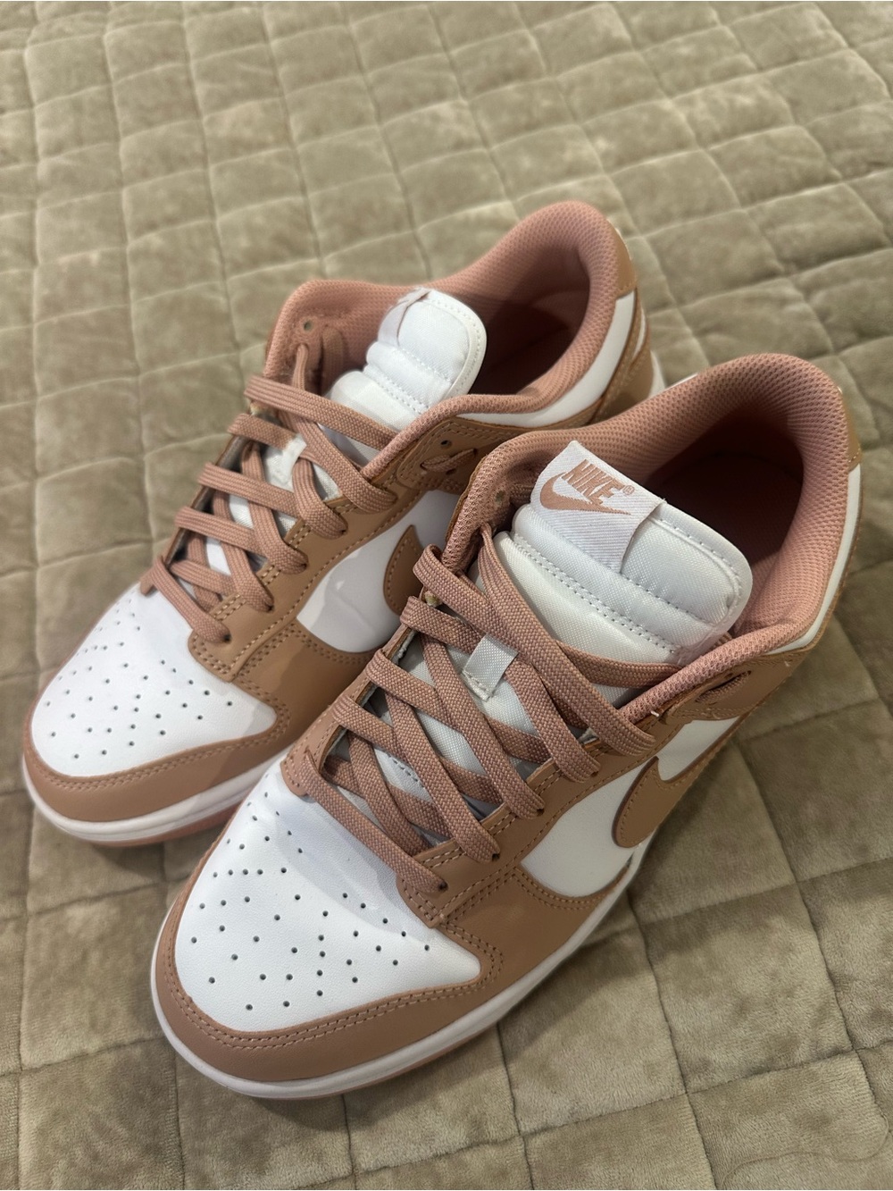 Nike Women’s Low-Top Sneakers in White and Dusty Pink